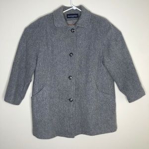 Herman Kay Vintage Gray Coat Jacket Melange Wool